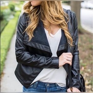 BB DAKOTA Ariana Faux Leather Drape Jacket, Women’s Size XS